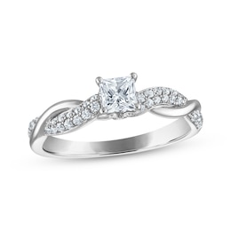 Adore Princess-Cut Diamond Twist Shank Engagement Ring 3/4 ct tw 14K White Gold