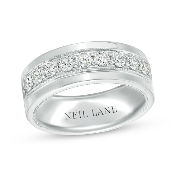 Neil Lane Men's Diamond Wedding Band 1 ct tw Round-cut 14K White Gold