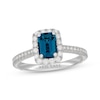 Thumbnail Image 0 of Neil Lane Emerald-Cut London Blue Topaz & White Diamond Engagement Ring 1/2 ct tw 14K White Gold