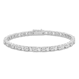 White Lab-Created Sapphire Line Bracelet Sterling Silver 7.5&quot;