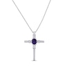 Thumbnail Image 1 of Amethyst & White Lab-Created Sapphire Cross Necklace Sterling Silver 18&quot;