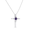 Thumbnail Image 2 of Amethyst & White Lab-Created Sapphire Cross Necklace Sterling Silver 18&quot;