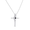 Thumbnail Image 3 of Amethyst & White Lab-Created Sapphire Cross Necklace Sterling Silver 18&quot;