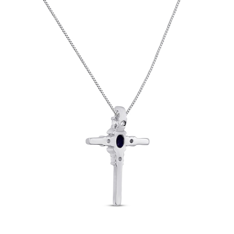 Main Image 3 of Amethyst & White Lab-Created Sapphire Cross Necklace Sterling Silver 18&quot;