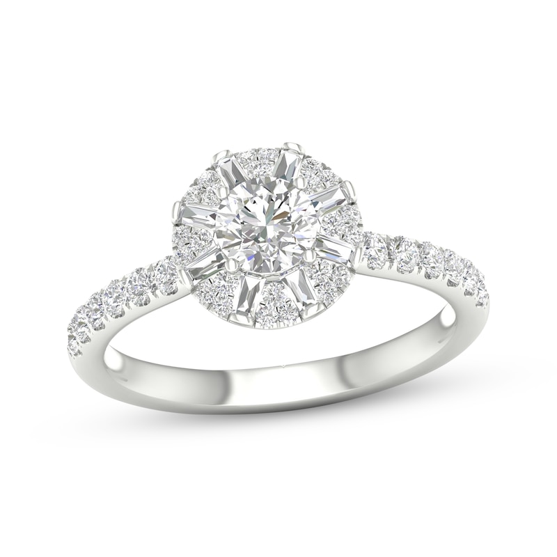 Main Image 1 of Diamond Halo Engagement Ring 1-1/3 ct tw 14K White Gold