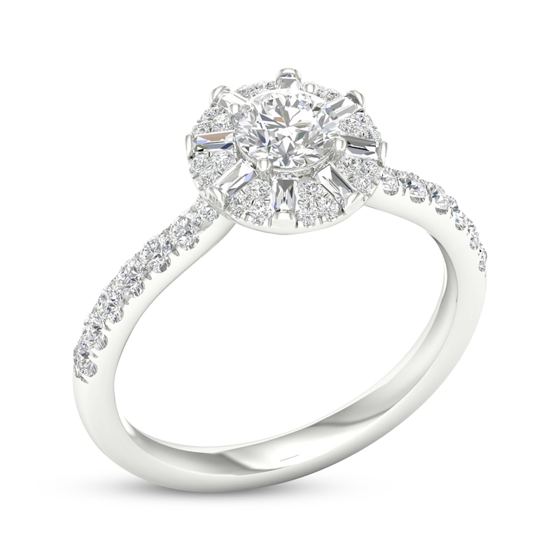 Main Image 2 of Diamond Halo Engagement Ring 1-1/3 ct tw 14K White Gold