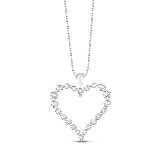 Round-Cut Diamond Heart Necklace 1/ ct tw 10K White Gold 18