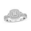 Thumbnail Image 1 of Round-Cut Multi-Diamond Center Diamond Cushion-Shaped Engagement Ring 1/2 ct tw 10K White Gold