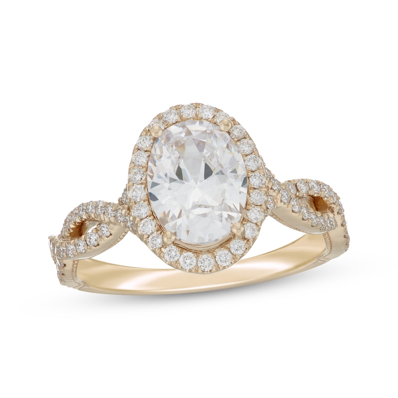 Main Image 1 of Neil Lane Artistry Oval-Cut Lab-Grown Diamond Halo Engagement Ring 2-1/2 ct tw 14K Yellow Gold