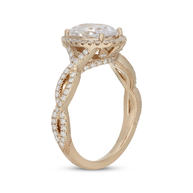 Main Image 2 of Neil Lane Artistry Oval-Cut Lab-Grown Diamond Halo Engagement Ring 2-1/2 ct tw 14K Yellow Gold