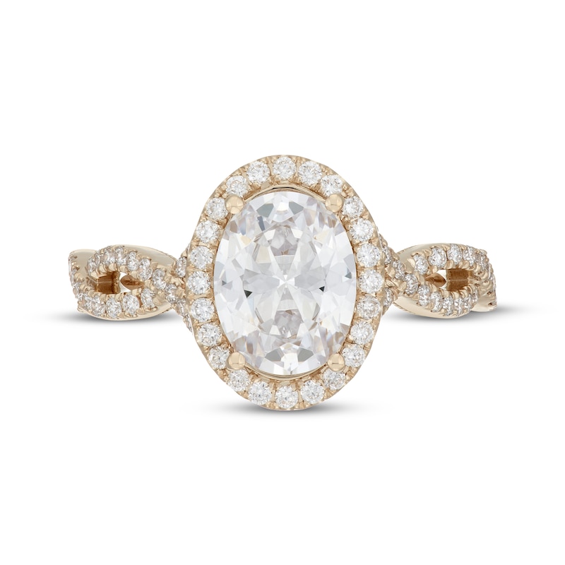 Main Image 3 of Neil Lane Artistry Oval-Cut Lab-Grown Diamond Halo Engagement Ring 2-1/2 ct tw 14K Yellow Gold