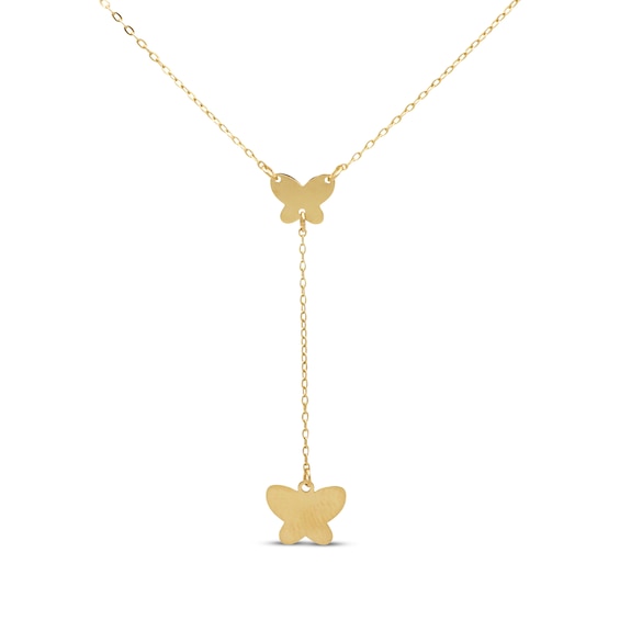 Butterfly Y Necklace 14K Yellow Gold 18”