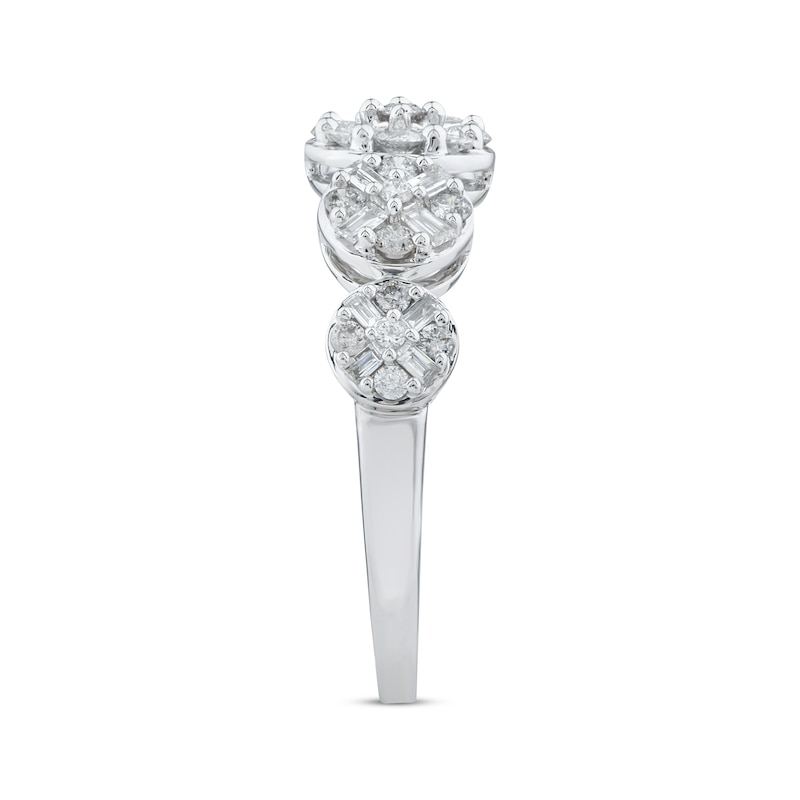 Main Image 2 of Baguette & Round-Cut Diamond Anniversary Band 1/2 ct tw 10K White Gold