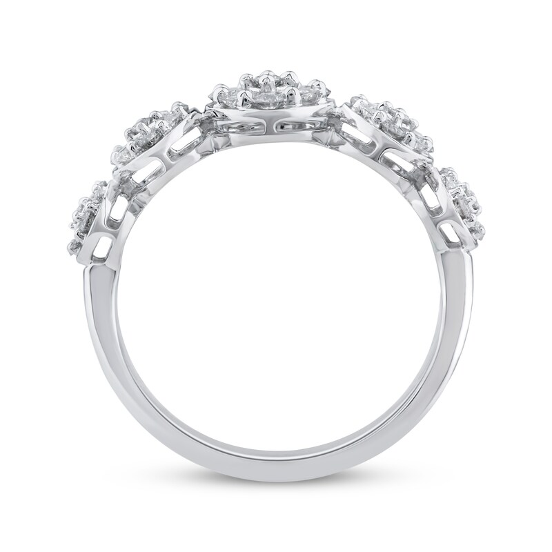 Main Image 3 of Baguette & Round-Cut Diamond Anniversary Band 1/2 ct tw 10K White Gold