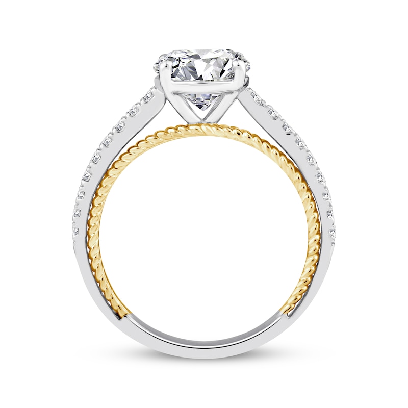 Main Image 3 of Threads of Love Round-Cut Lab-Grown Diamond Engagement Ring 2-1/4 ct tw 14K Two-Tone Gold