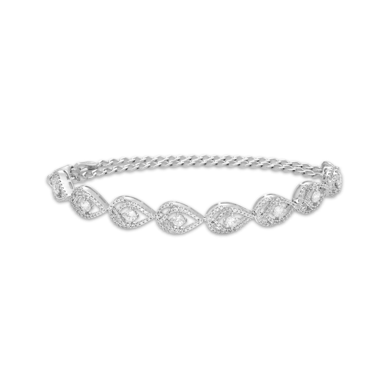 Main Image 1 of Love Entwined Diamond Adjustable Teardrop-Link Tennis Bracelet 1 ct tw 10K White Gold 6.25&quot; to 9&quot;