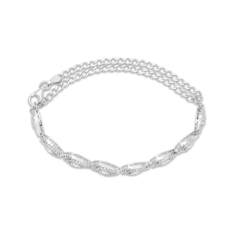 Main Image 2 of Love Entwined Diamond Adjustable Teardrop-Link Tennis Bracelet 1 ct tw 10K White Gold 6.25&quot; to 9&quot;