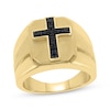 Thumbnail Image 1 of Black Diamond Cross Signet Ring 1/4 ct tw 10K Yellow Gold