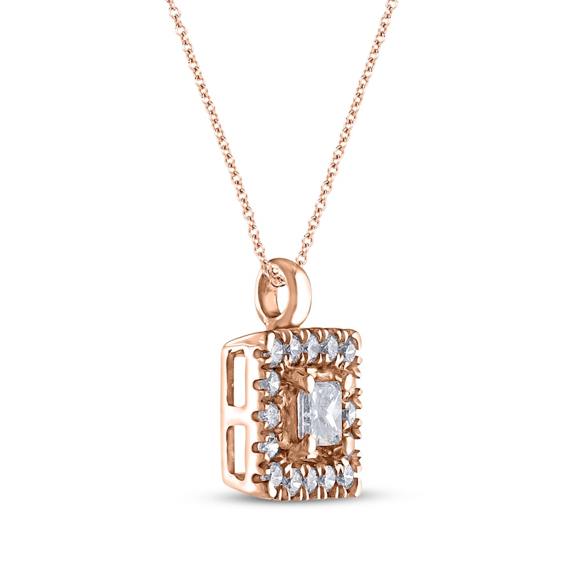 Princess-Cut Diamond Frame Necklace 1/6 ct tw 14K Rose Gold 18"