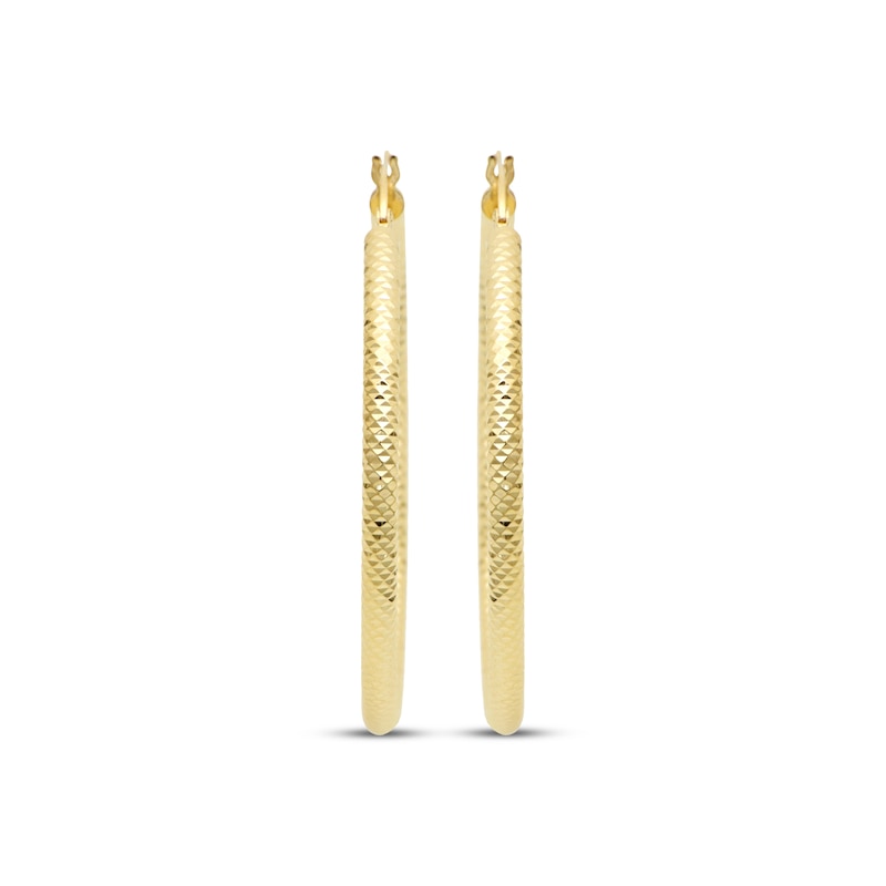 Italian Brilliance Diamond-Cut Hoop Earrings 14K Yellow Gold 40mm