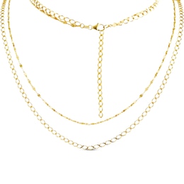 Solid Double Chain Necklace 10K Yellow Gold 18&quot;