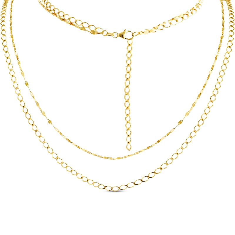 Main Image 1 of Solid Double Chain Necklace 10K Yellow Gold 18&quot;