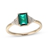 Thumbnail Image 1 of Emerald-Cut Lab-Created Emerald & Diamond Accent Ring 10K Yellow Gold