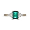 Thumbnail Image 3 of Emerald-Cut Lab-Created Emerald & Diamond Accent Ring 10K Yellow Gold