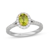 Thumbnail Image 1 of Neil Lane Oval-Cut Peridot & Diamond Halo Engagement Ring 1/2 ct tw 14K White Gold