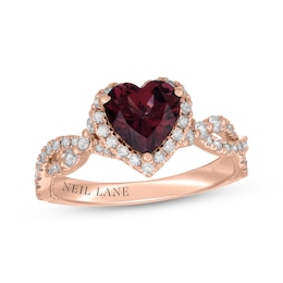 Neil Lane Heart-Shaped Rhodolite Garnet & Diamond Halo Engagement Ring 1/2 ct tw 14K Rose Gold