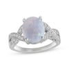 Thumbnail Image 1 of Oval-Cut Lab-Created Opal & White Lab-Created Sapphire Ring Sterling Silver