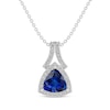 Thumbnail Image 1 of Trillion-Cut Blue & White Lab-Created Sapphire Necklace Sterling Silver 18&quot;