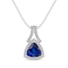 Trillion-Cut Blue & White Lab-Created Sapphire Necklace Sterling Silver 18&quot;