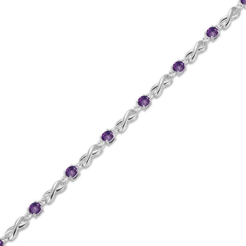 Amethyst & White Lab-Created Sapphire Infinity Link Bracelet Sterling Silver 7.25"