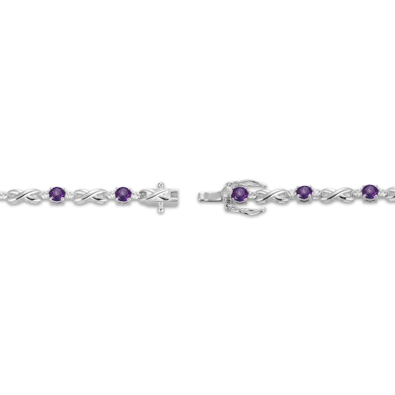 Amethyst & White Lab-Created Sapphire Infinity Link Bracelet Sterling Silver 7.25"