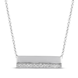 Diamond Bar Necklace 1/10 ct tw Sterling Silver 18&quot;