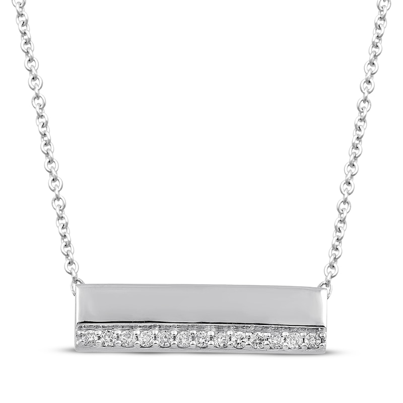 Main Image 3 of Diamond Bar Necklace 1/10 ct tw Sterling Silver 18&quot;