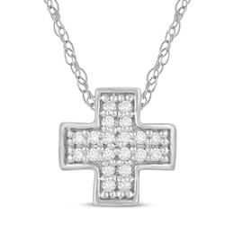 Diamond Greek Cross Necklace 1/20 ct tw 14K White Gold 18&quot;