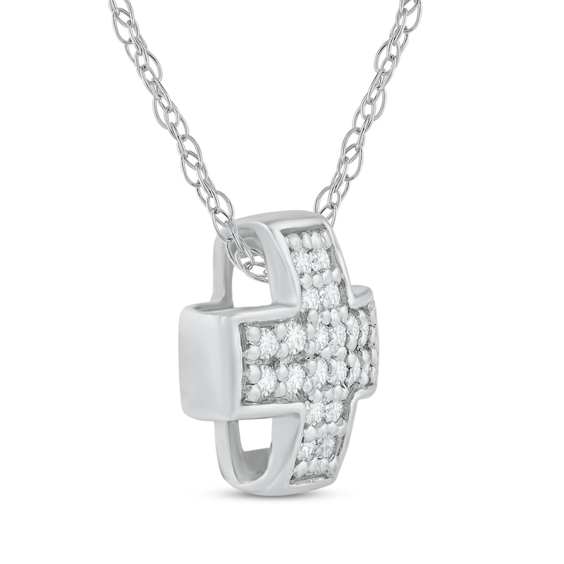 Diamond Greek Cross Necklace 1/20 ct tw 14K White Gold 18"