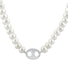 Thumbnail Image 1 of Cultured Pearl Strand & Link Necklace Sterling Silver 18"