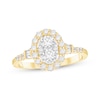 Thumbnail Image 1 of Multi-Diamond Center Oval Halo Engagement Ring 3/4 ct tw 10K Two-Tone Gold