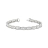 Thumbnail Image 1 of Baguette & Round-Cut Diamond Scalloped Link Bracelet 4-3/4 ct tw 14K White Gold 7&quot;