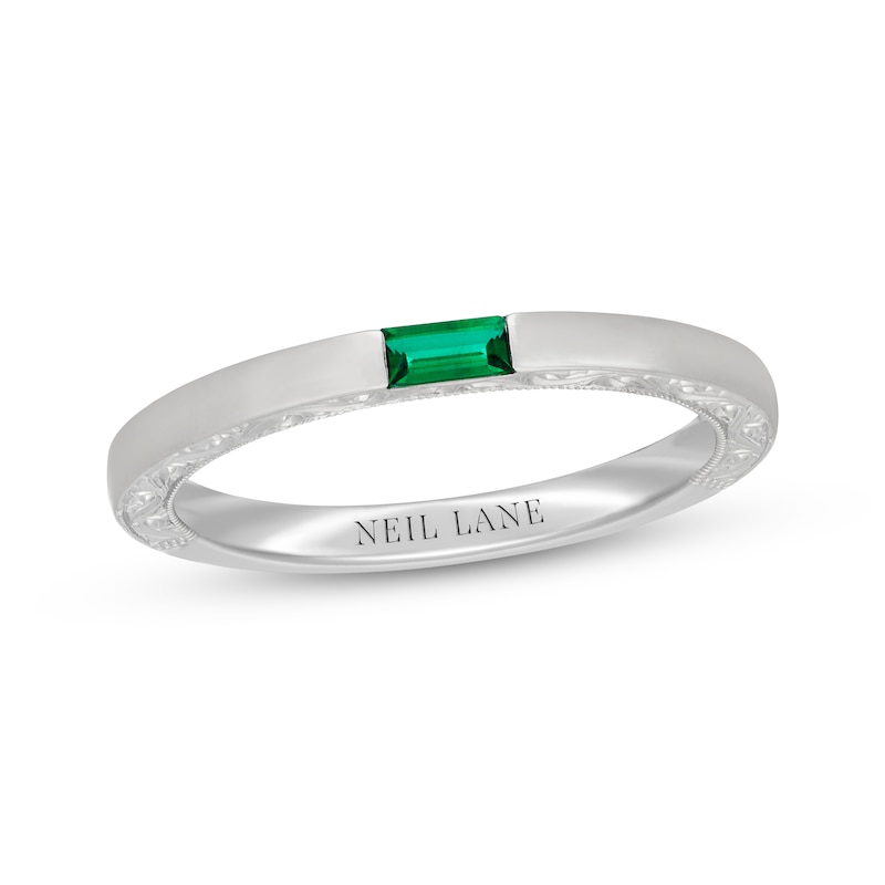 Main Image 1 of Neil Lane Baguette-Cut Natural Emerald Anniversary Ring 14K White Gold