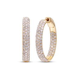 Diamond Inside-Out Hoop Earrings 1-7/8 ct tw 14K Yellow Gold