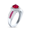 Thumbnail Image 2 of Heart-Shaped Lab-Created Ruby & White Lab-Created Sapphire Ring Sterling Silver