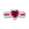 Thumbnail Image 3 of Heart-Shaped Lab-Created Ruby & White Lab-Created Sapphire Ring Sterling Silver