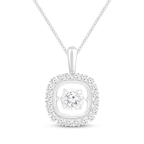 Unstoppable Love Diamond Cushion Halo Necklace 5/8 ct tw 10K White Gold 19"