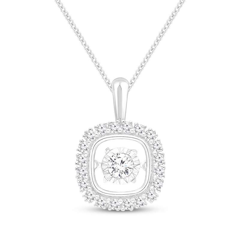 Main Image 1 of Unstoppable Love Diamond Cushion Halo Necklace 5/8 ct tw 10K White Gold 19&quot;