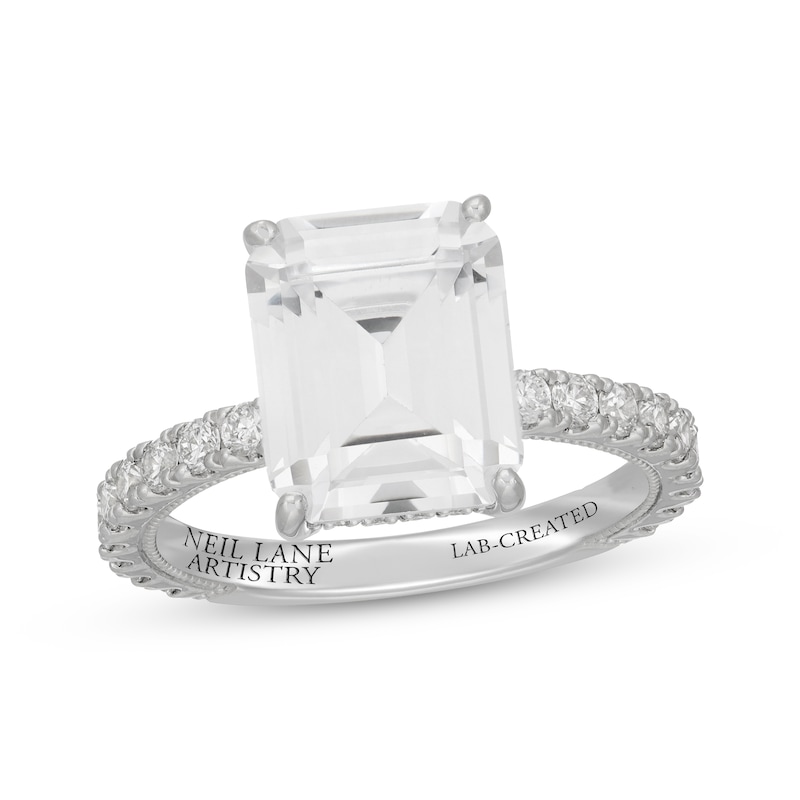 Main Image 1 of Neil Lane Artistry Emerald-Cut Lab-Grown Diamond Engagement Ring 5-5/8 ct tw 14K White Gold