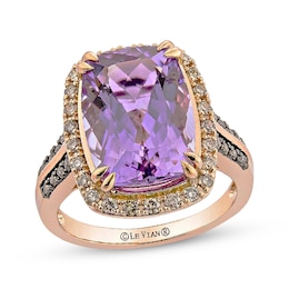 Le Vian Cushion-Cut Amethyst Ring 3/8 ct tw Diamonds 14K Strawberry Gold